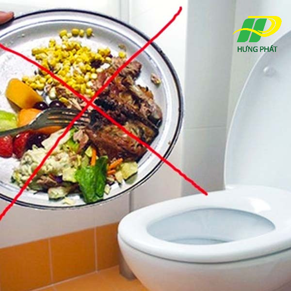 Không đổ thức ăn vào bồn cầu 